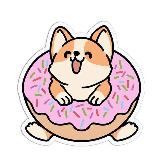 Glazed Donut Corgi Sticker
