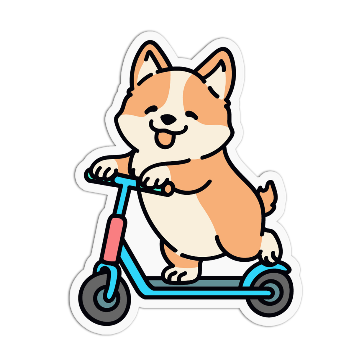Riding Scooter Corgi Sticker