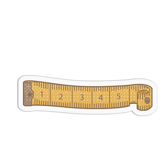 Yellow Measuring Tape Cross Stitch Sticker