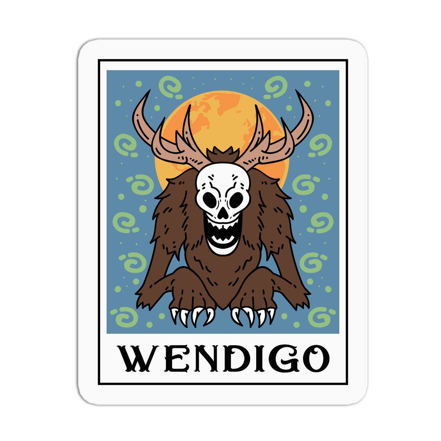 Winter Wendigo Cryptid Tarot Cards Sticker