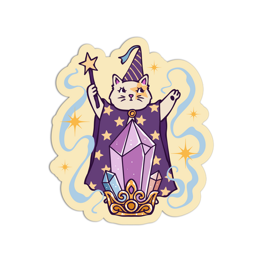 Wizard Kitty - Crystal Energy Sticker