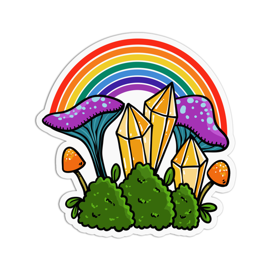 Rainbow and Mushrooms Canna Sticker