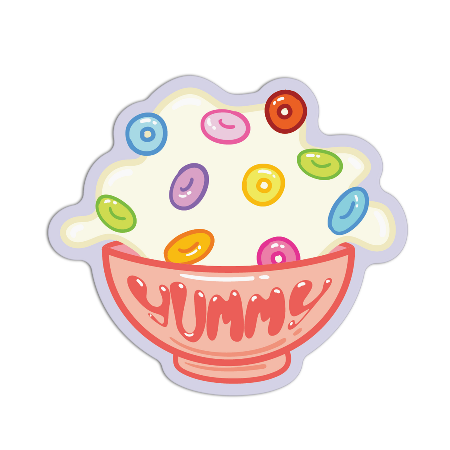 Colorful illustration of a bowl of ice cream with jelly beans on a white background