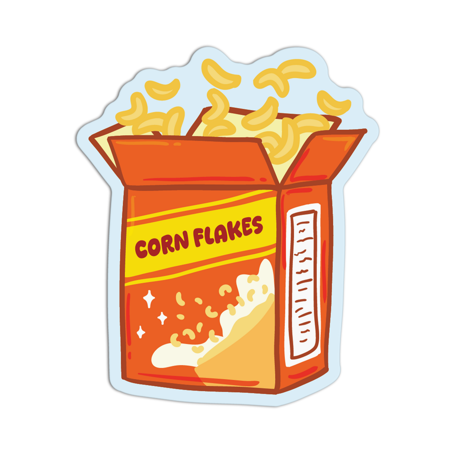 Illustration of a box of corn flakes with a white border