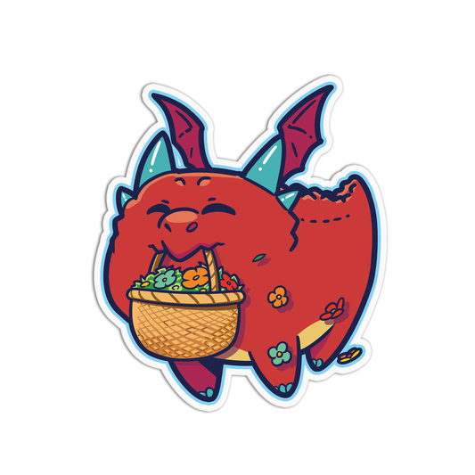 Red Garden Cute Dragons Stickers