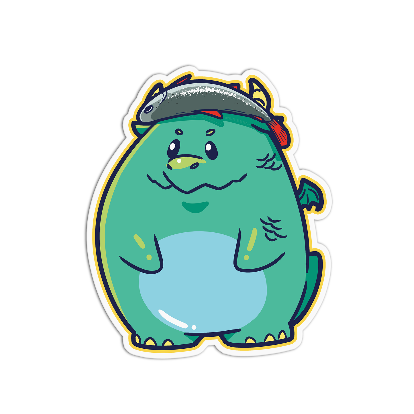 Green Fisher Cute Dragons Stickers