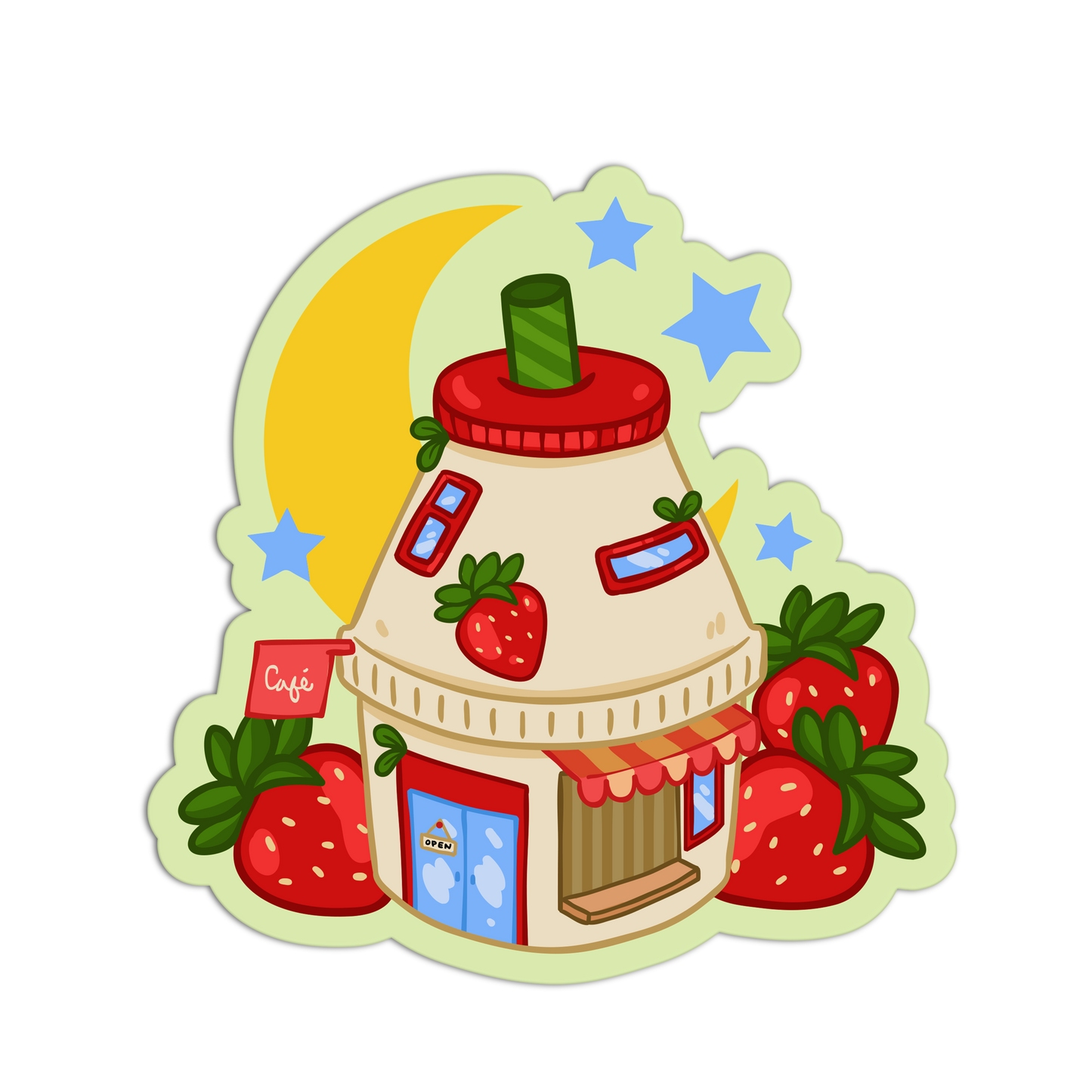 Strawberry House Cute Drinks Sticker