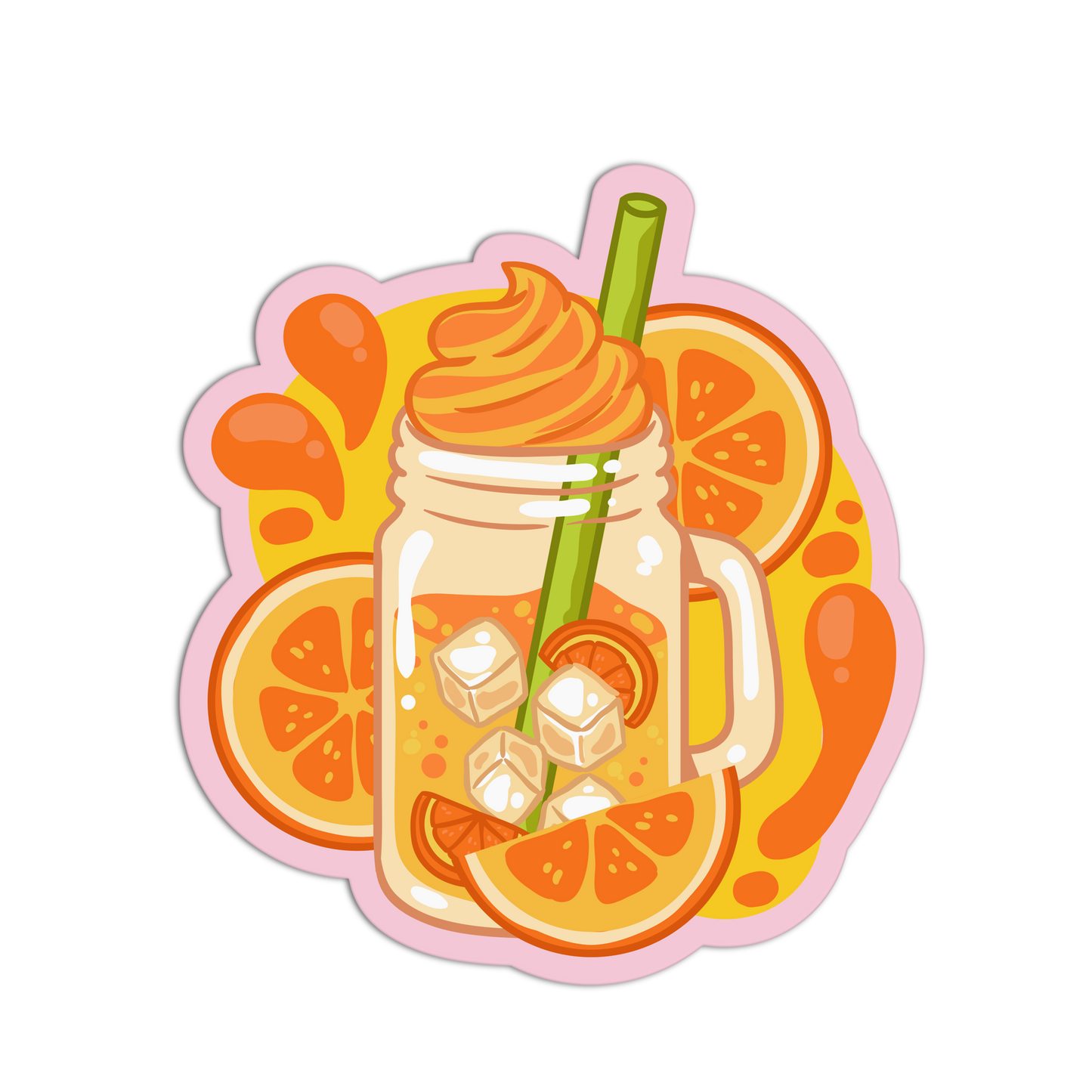 Orange Float Cute Drinks Sticker