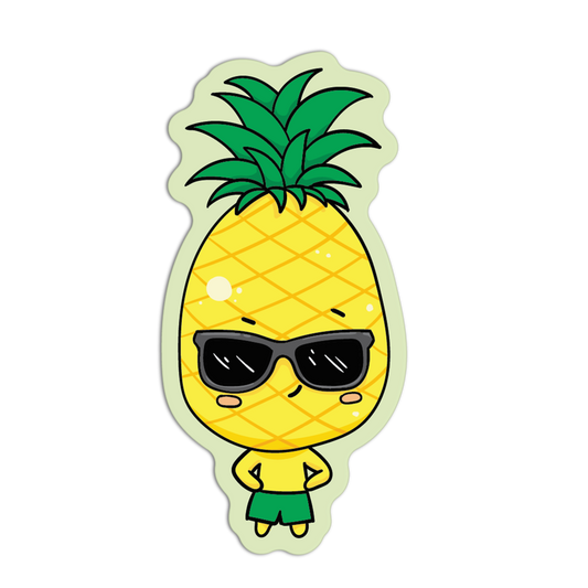 Pineapple Character with Green Spiky Hair Cute Fruits Stickers