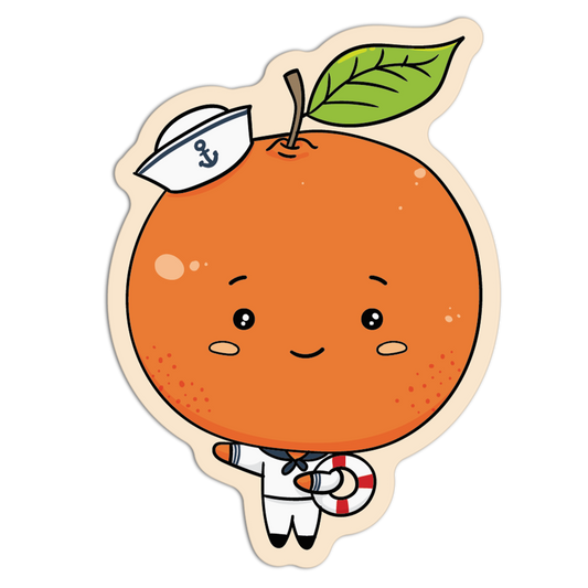 Orange Character Wearing a Sailor's Outfit Cute Fruits Stickers