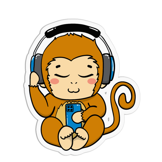 Headphones Music Cute Monkies Sticker