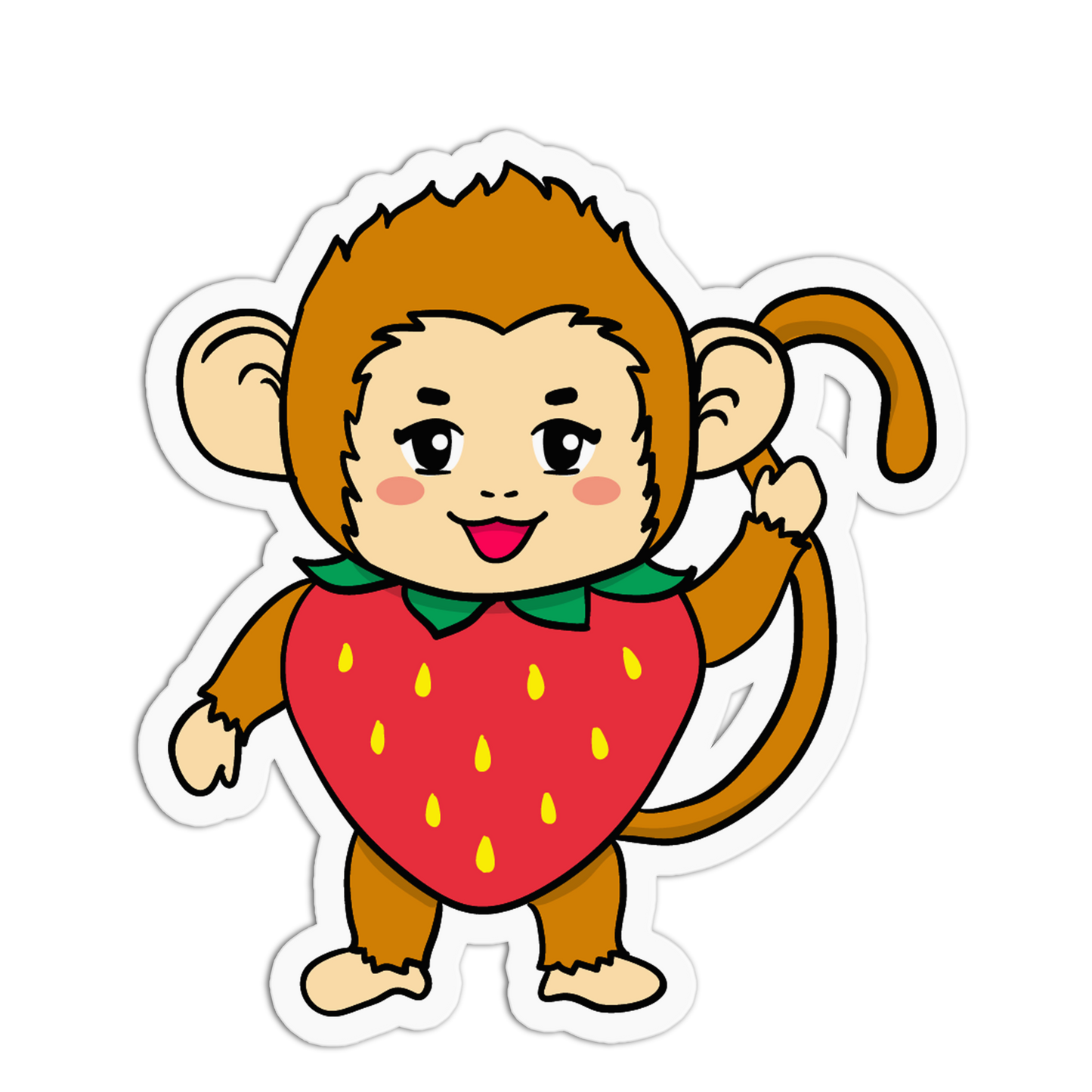Strawberry Costume Cute Monkies Sticker