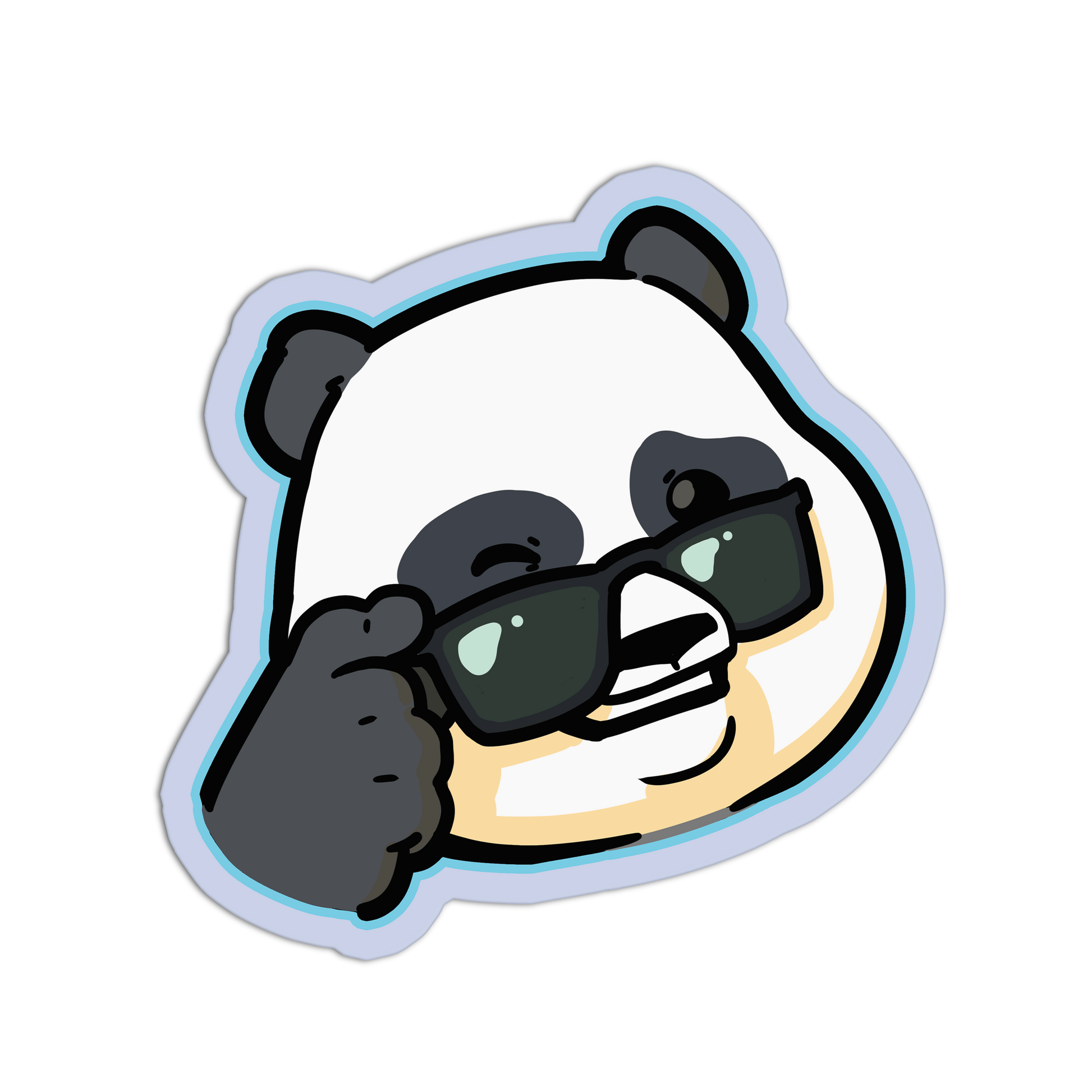 Cartoon panda wearing sunglasses on a white background