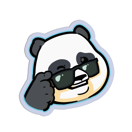 Cartoon panda wearing sunglasses on a white background