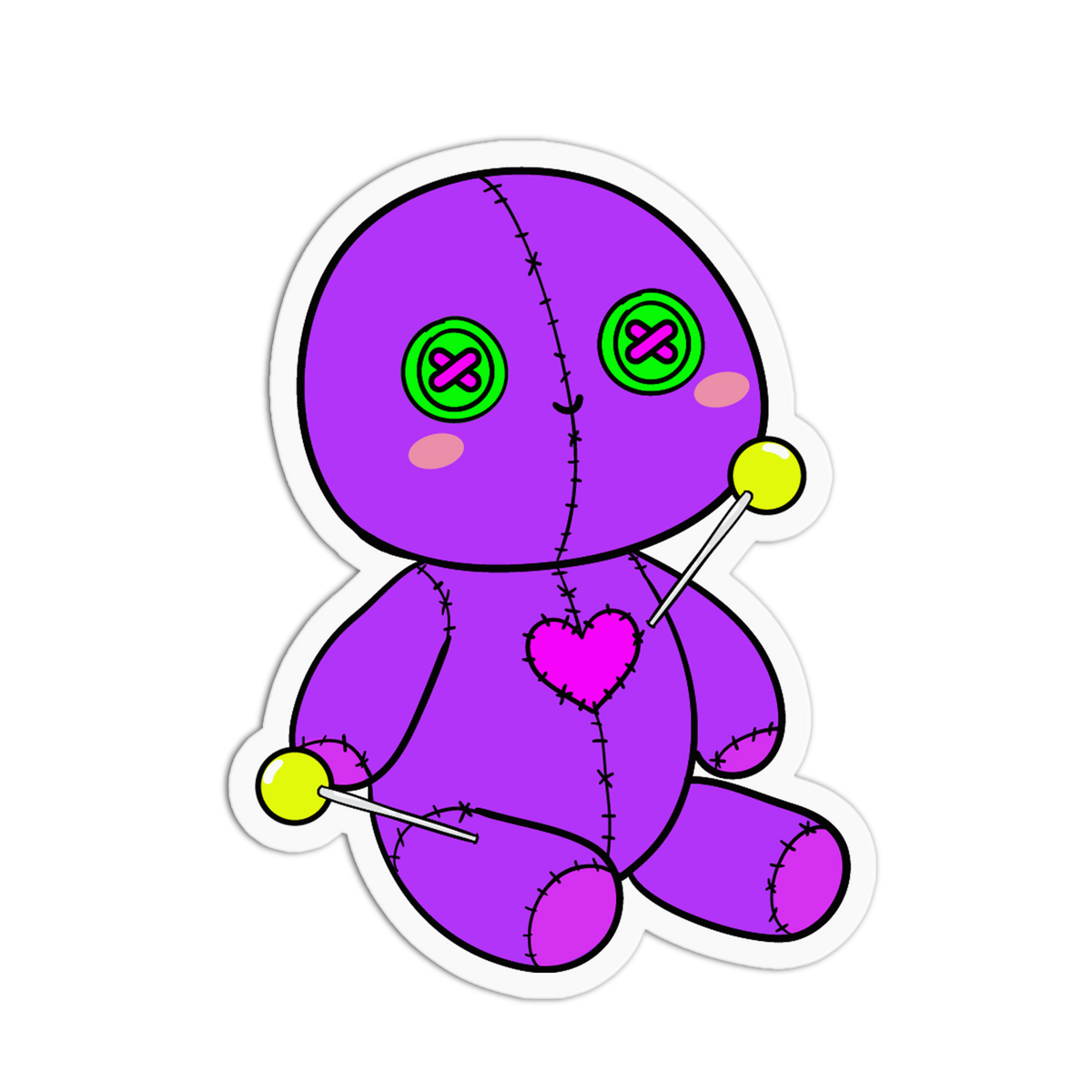 Pink Heart - Cute Voodoo Dolls Sticker