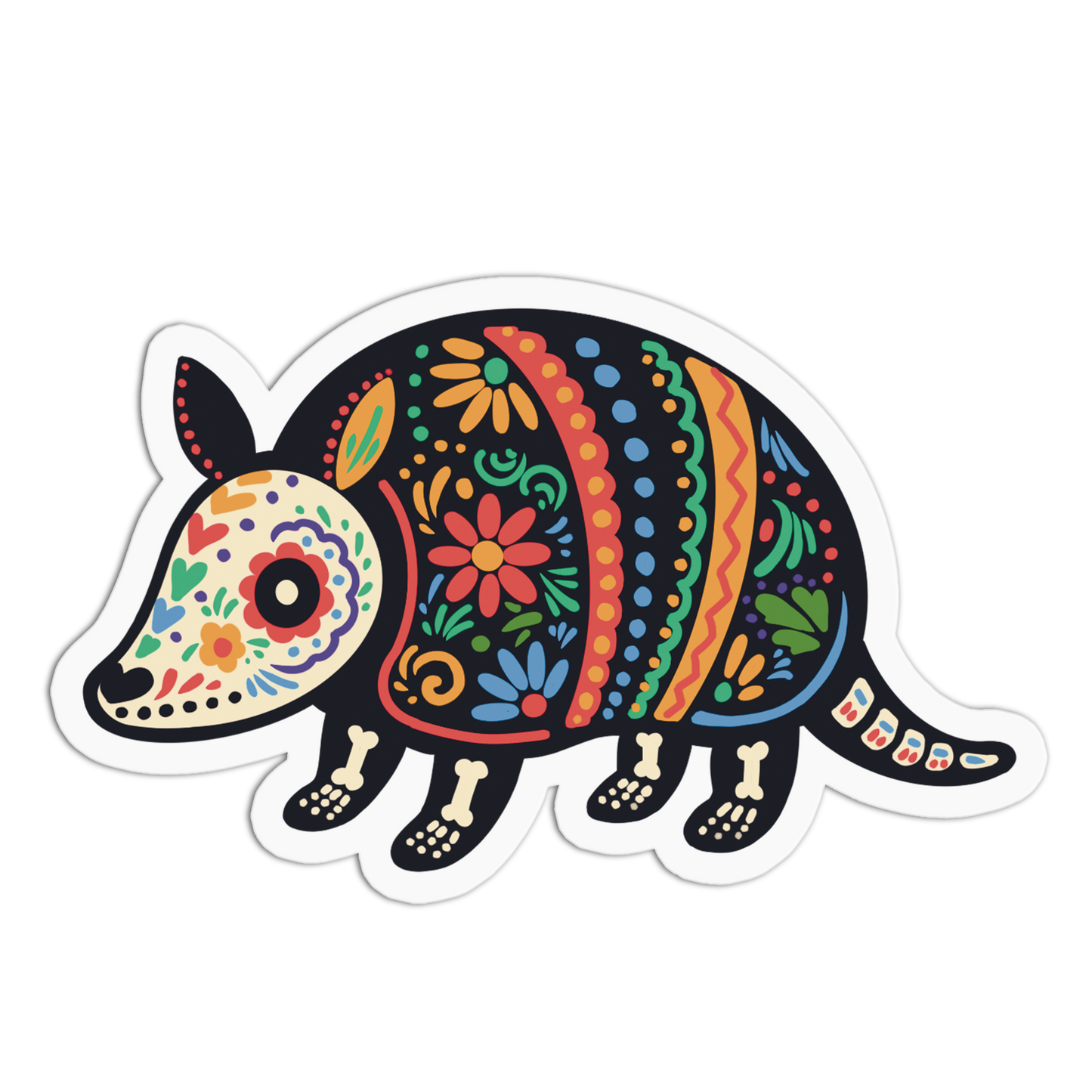 Cute Armadillo Day Of The Dead Sticker