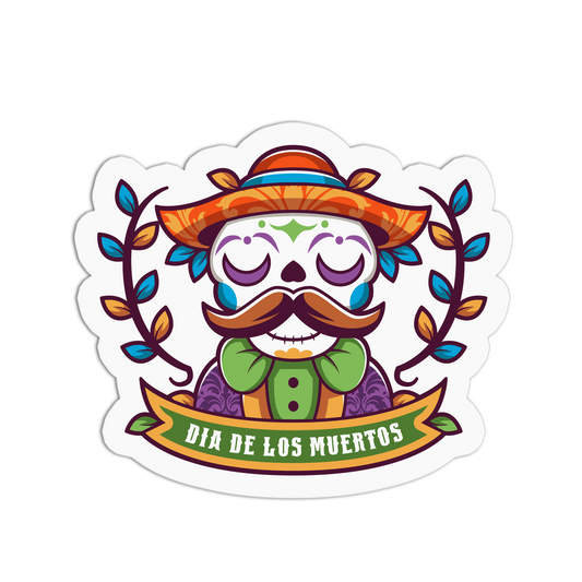 Marigold Mustache Day of the Dead Stickers