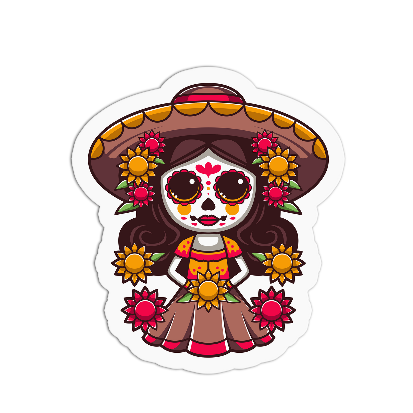 Petite Catrina Day of the Dead Stickers