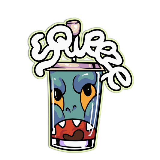 Cartoon character in a cup with 'Sour' text on a white background