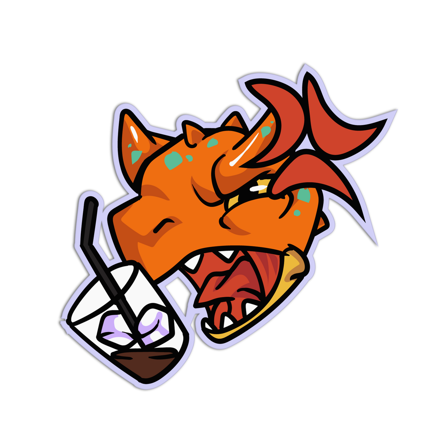 Cartoonish orange creature with a ice cream cone on a white background