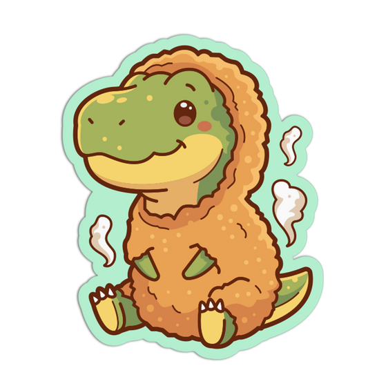 Cartoon dinosaur sticker with a green background