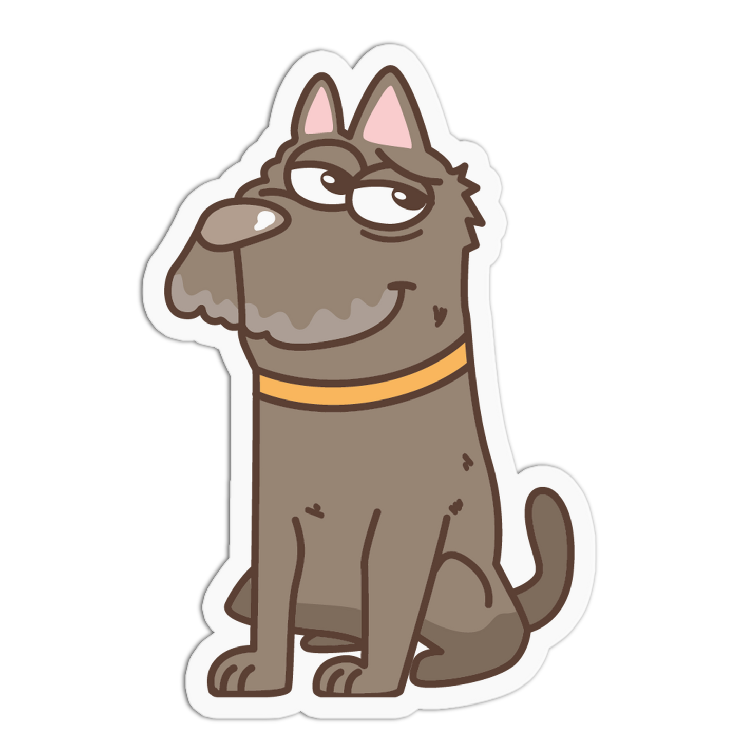 Cartoon dog with a yellow collar on a white background