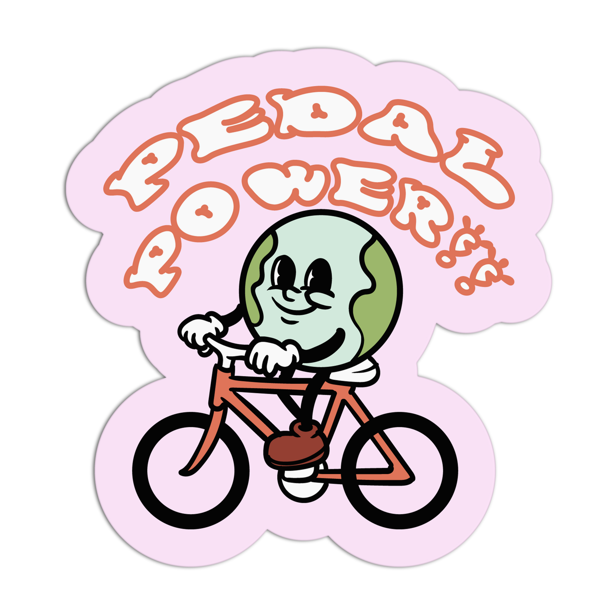 Cartoon character on a bicycle with 'Reddy Power' text on a pink background