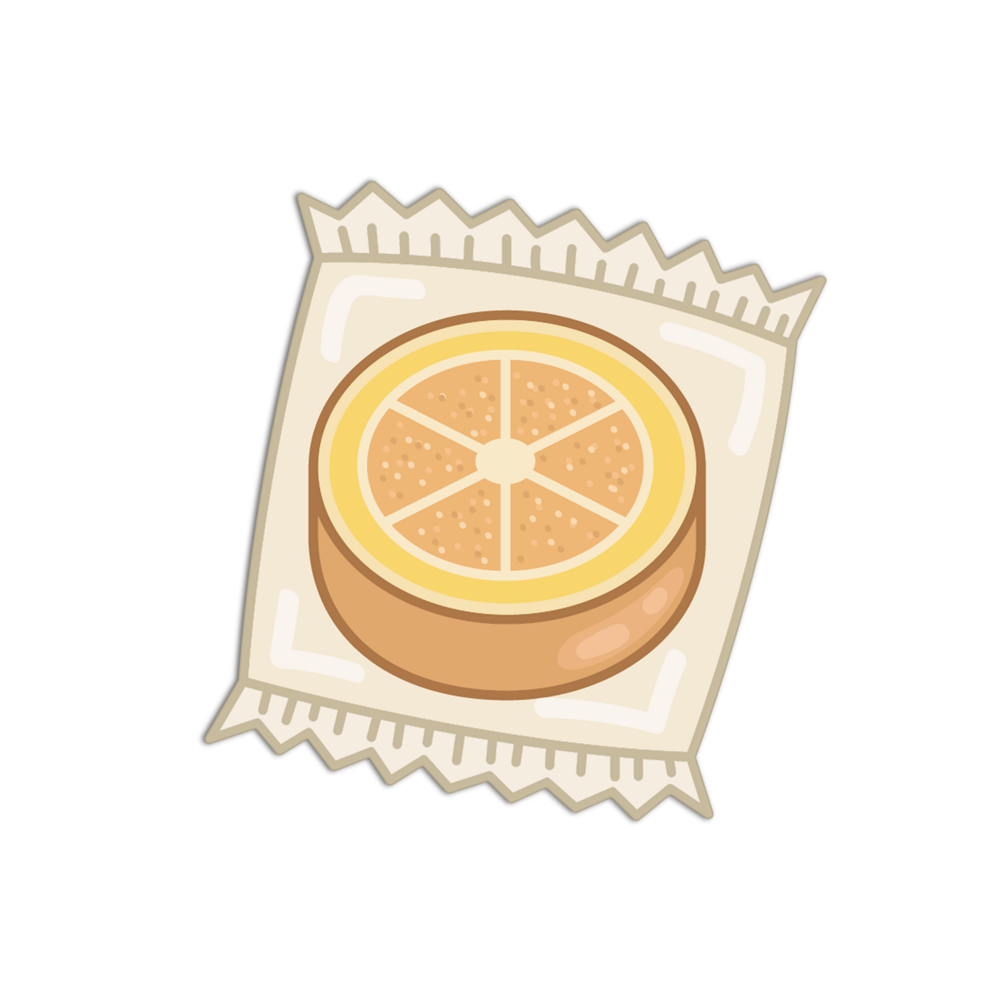 Illustration of a round orange slice on a white background