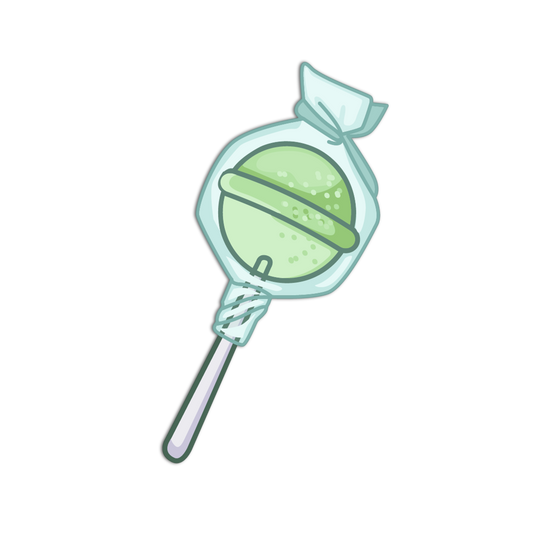 Green lollipop with a white background