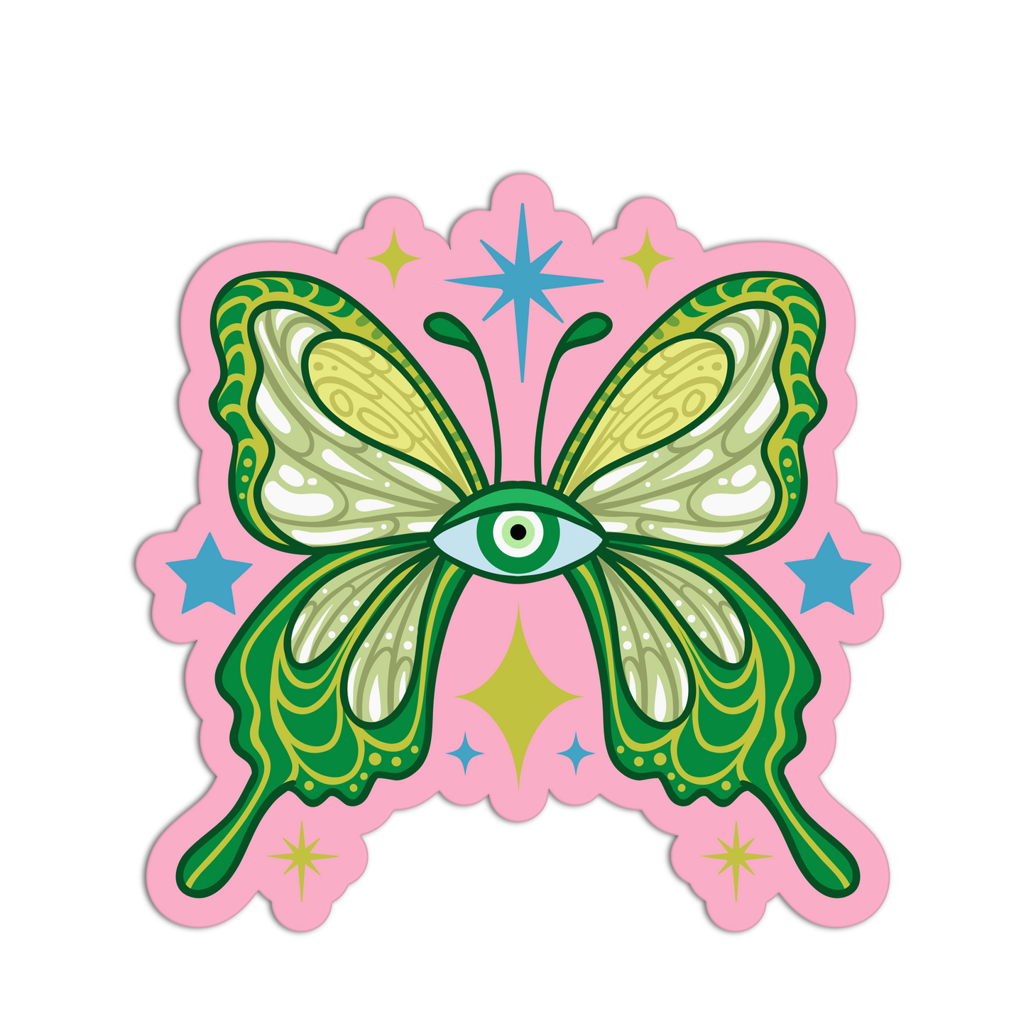 Emerald Wing Watcher Evil Eye Sticker