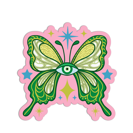 Emerald Wing Watcher Evil Eye Sticker