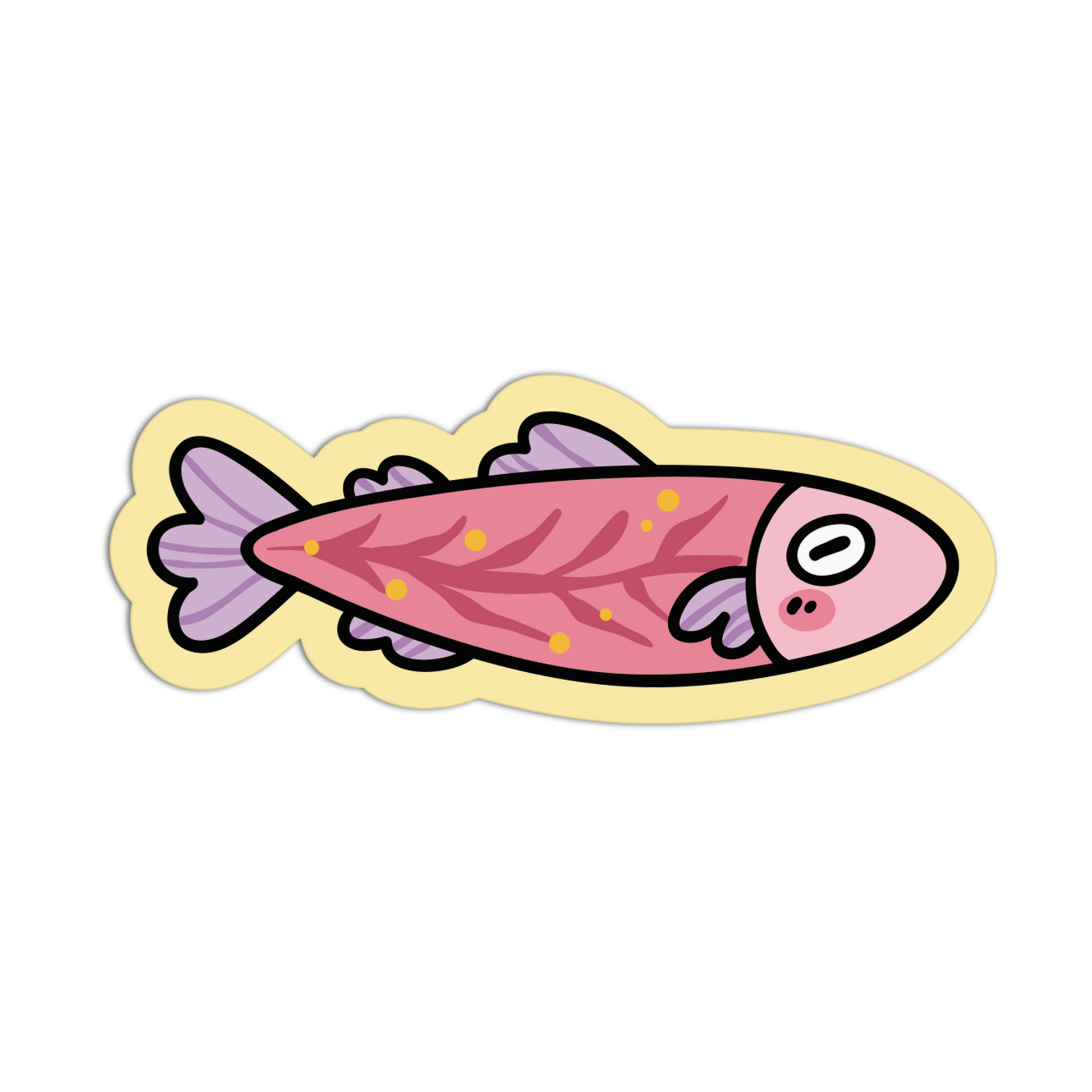 Cartoon fish with a yellow border on a transparent background