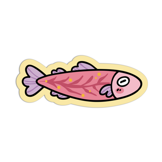 Cartoon fish with a yellow border on a transparent background