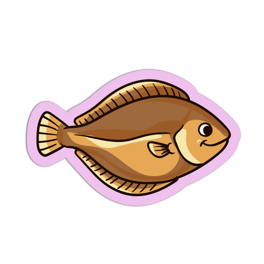 Illustration of a brown fish with a pink border on a white background