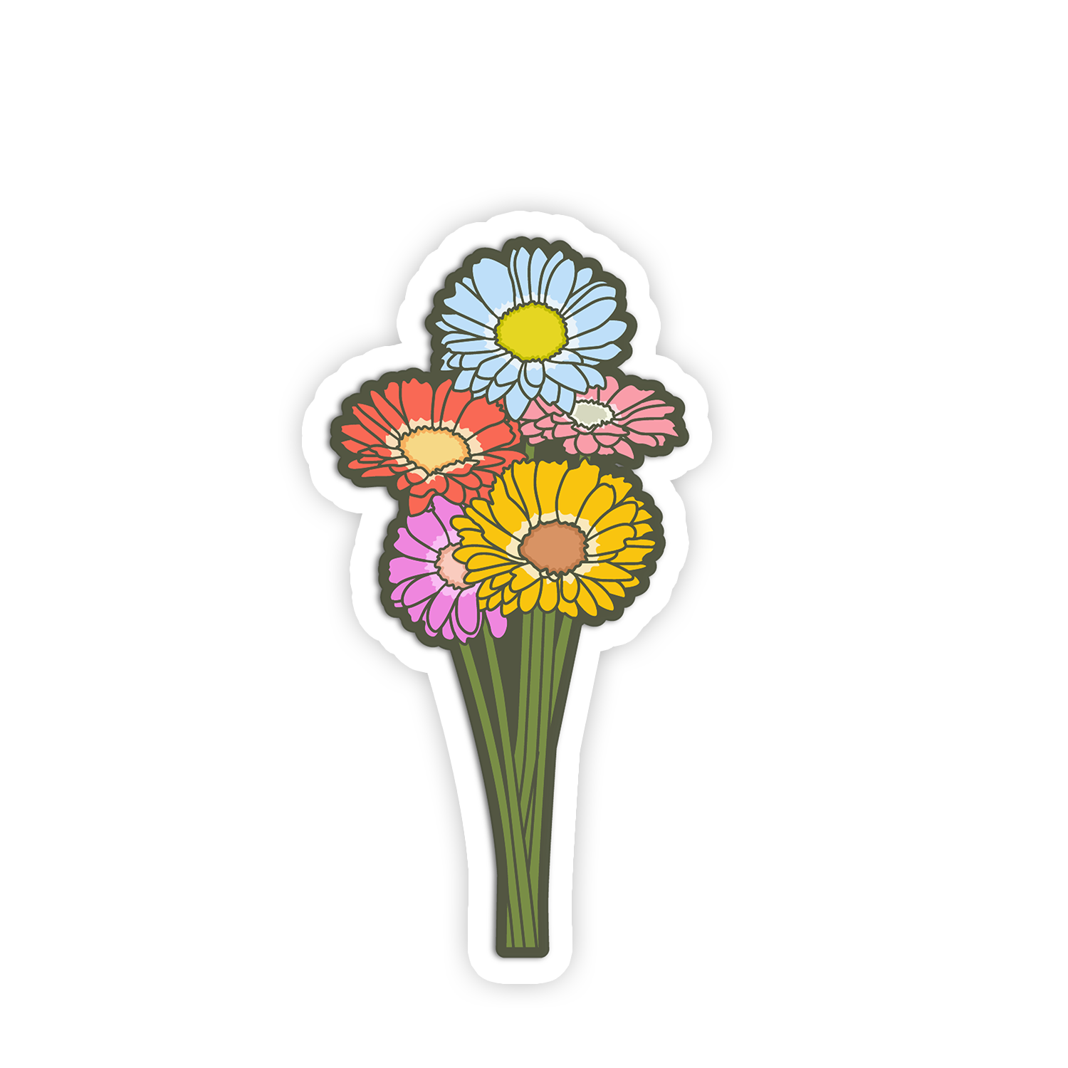 Colorful bouquet of flowers on a white background