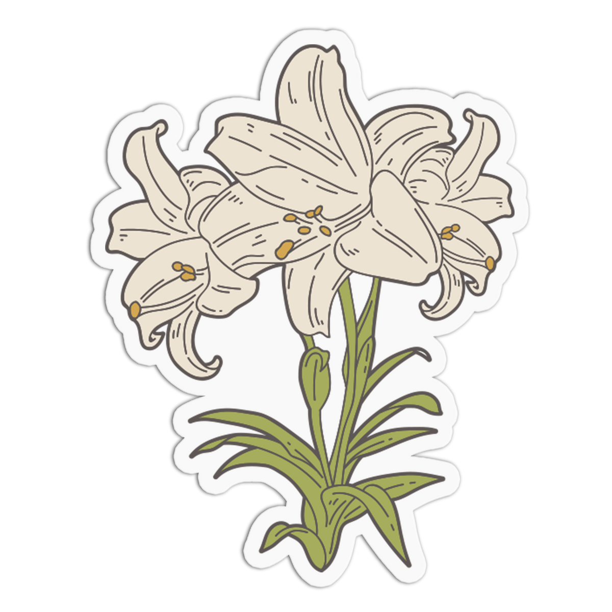 Delicate White Lily - Flower Sticker