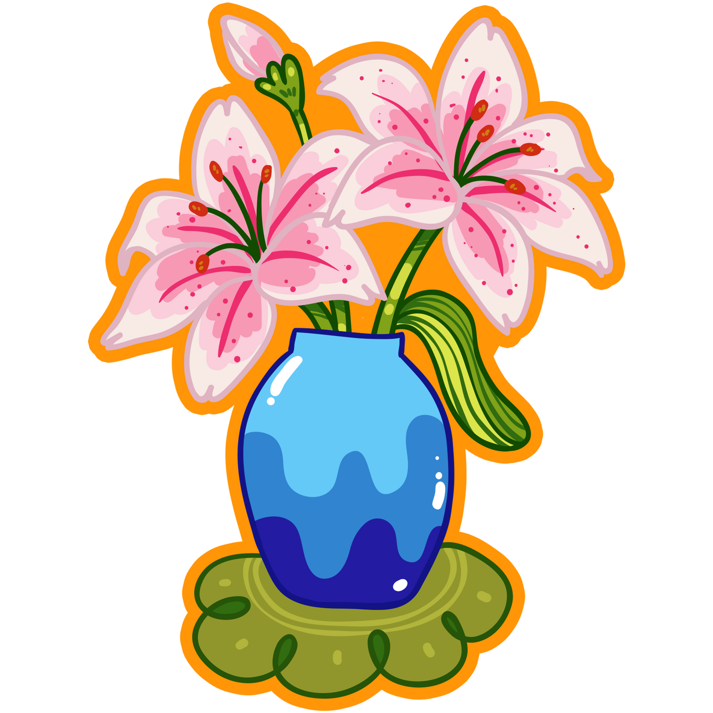 Lilies in Azure Flowers Stickers