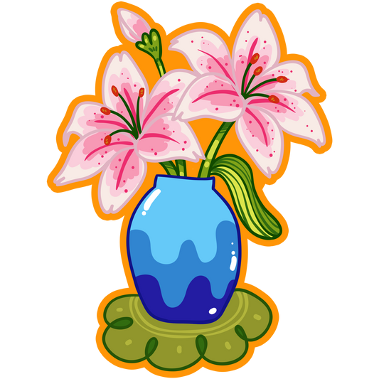 Lilies in Azure Flowers Stickers
