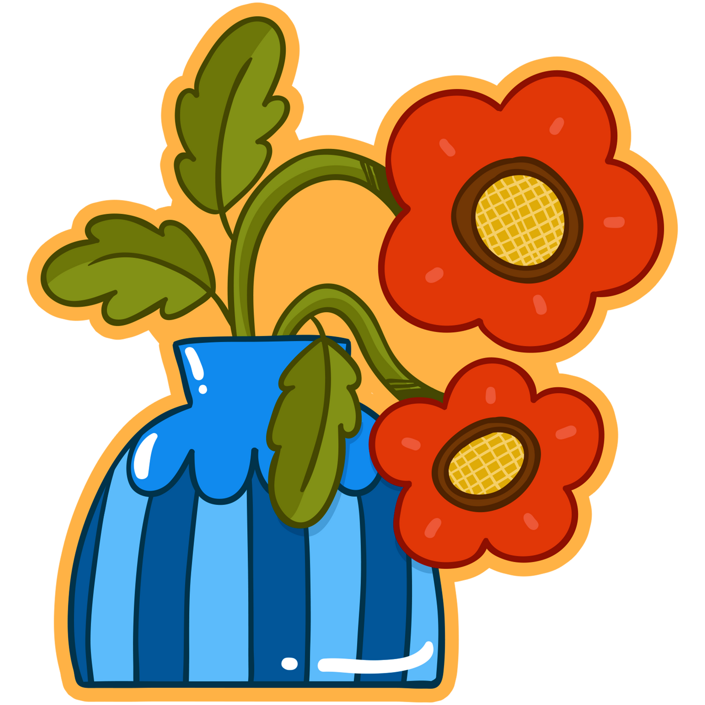 Crimson Bloom Flowers Stickers