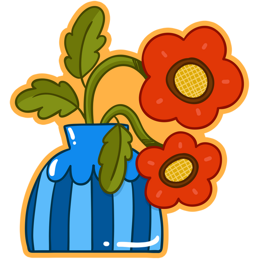 Crimson Bloom Flowers Stickers