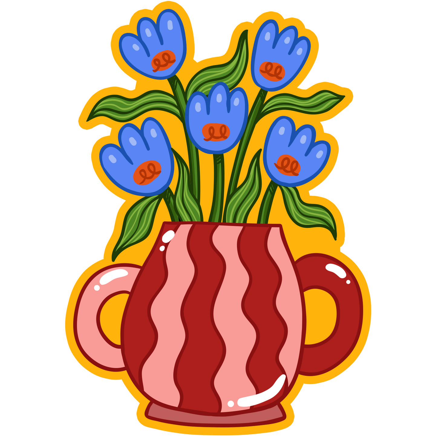 Periwinkle Punch Flowers Stickers