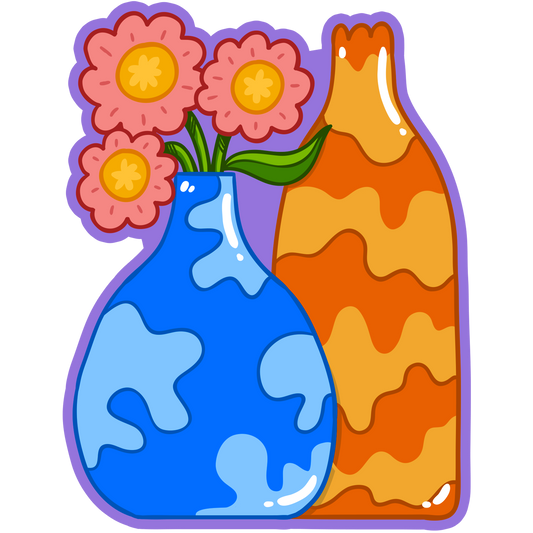 Coral Sunsets Flowers Stickers