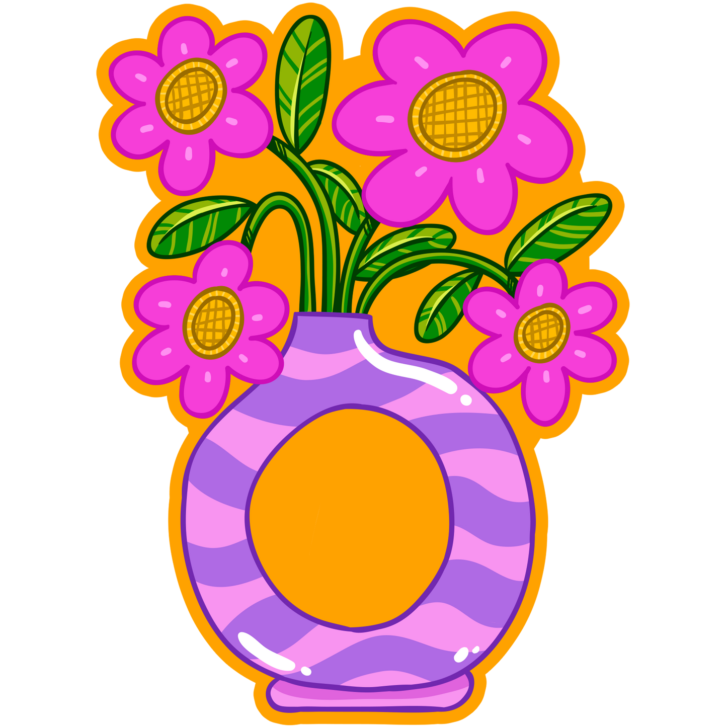 Magenta Moon Vase Flowers Stickers