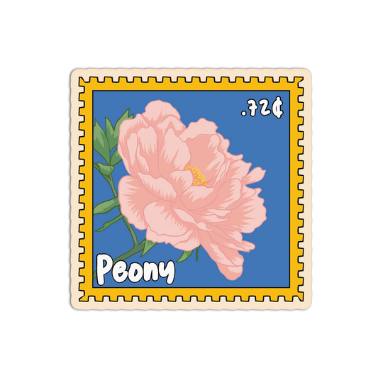 Peony Postage Floral Stamp Sticker