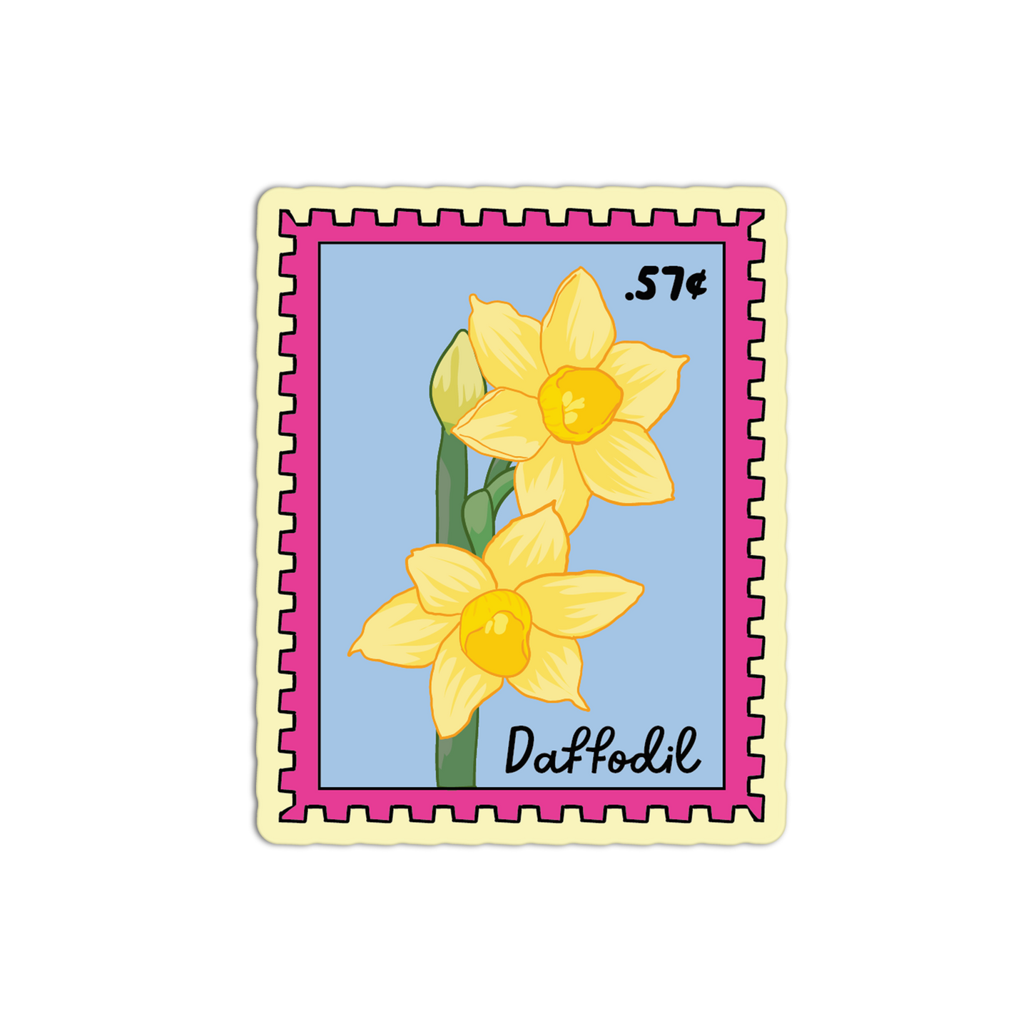 Cerulean Spring Daffodil Stamp Sticker