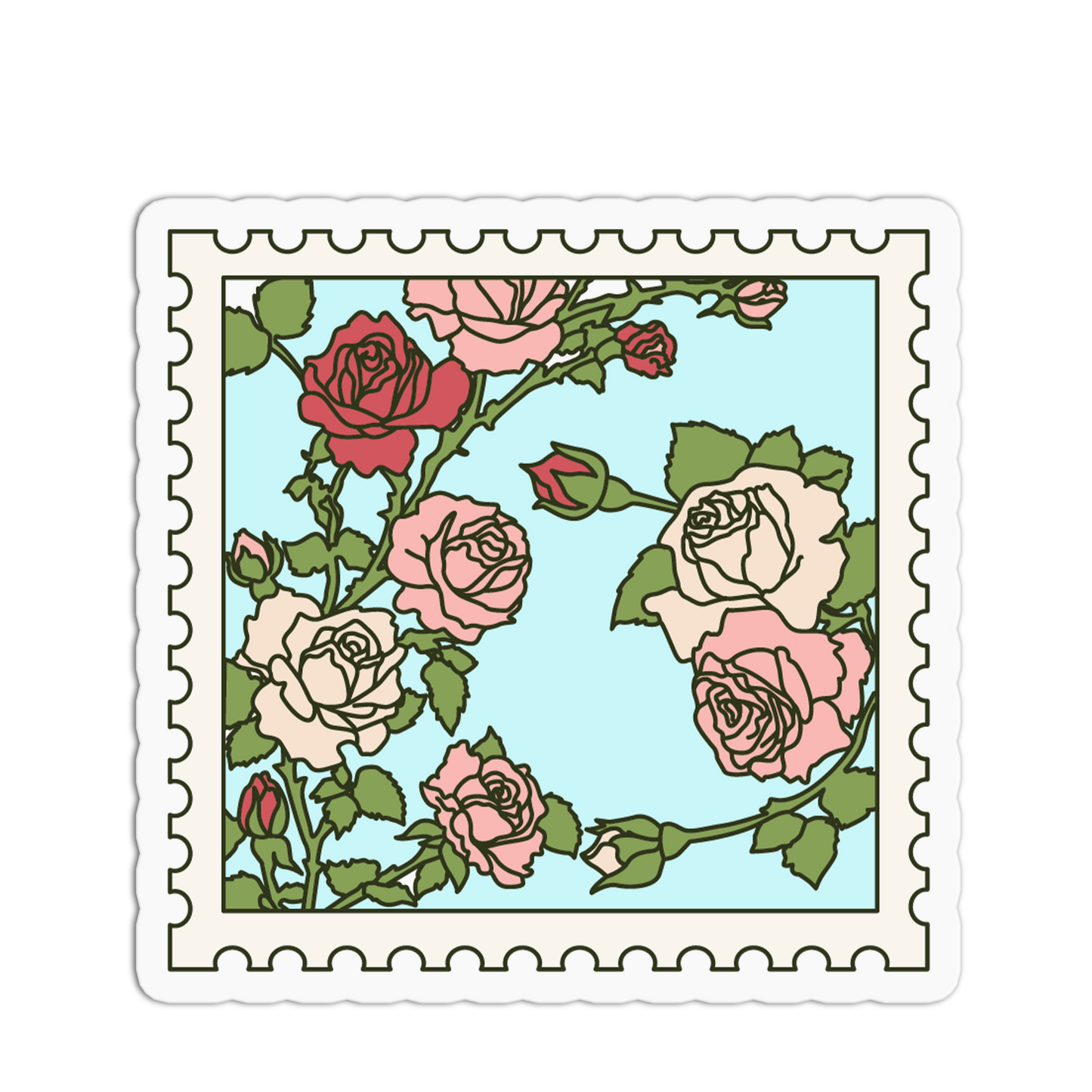 Climbing Rose Garden Flower Stamp Sticker