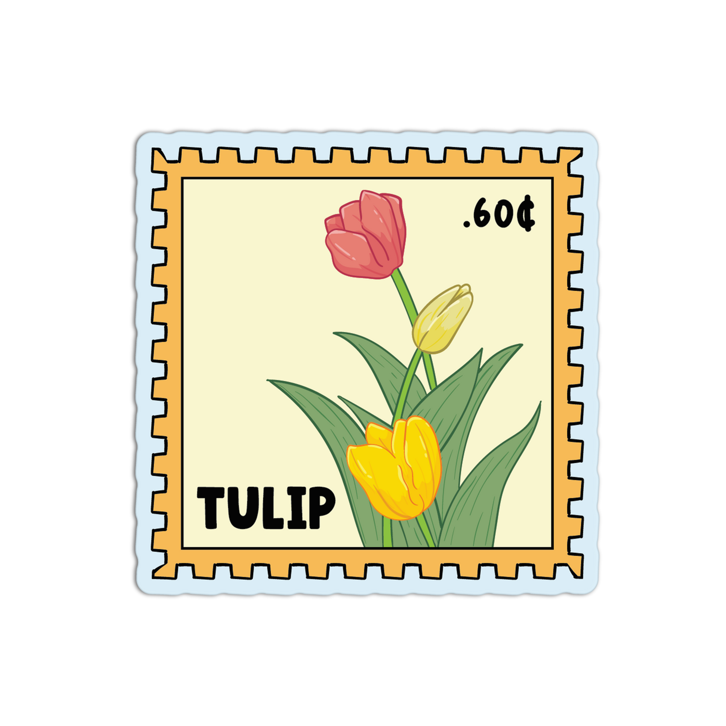 Tulip Token Floral Stamp Sticker