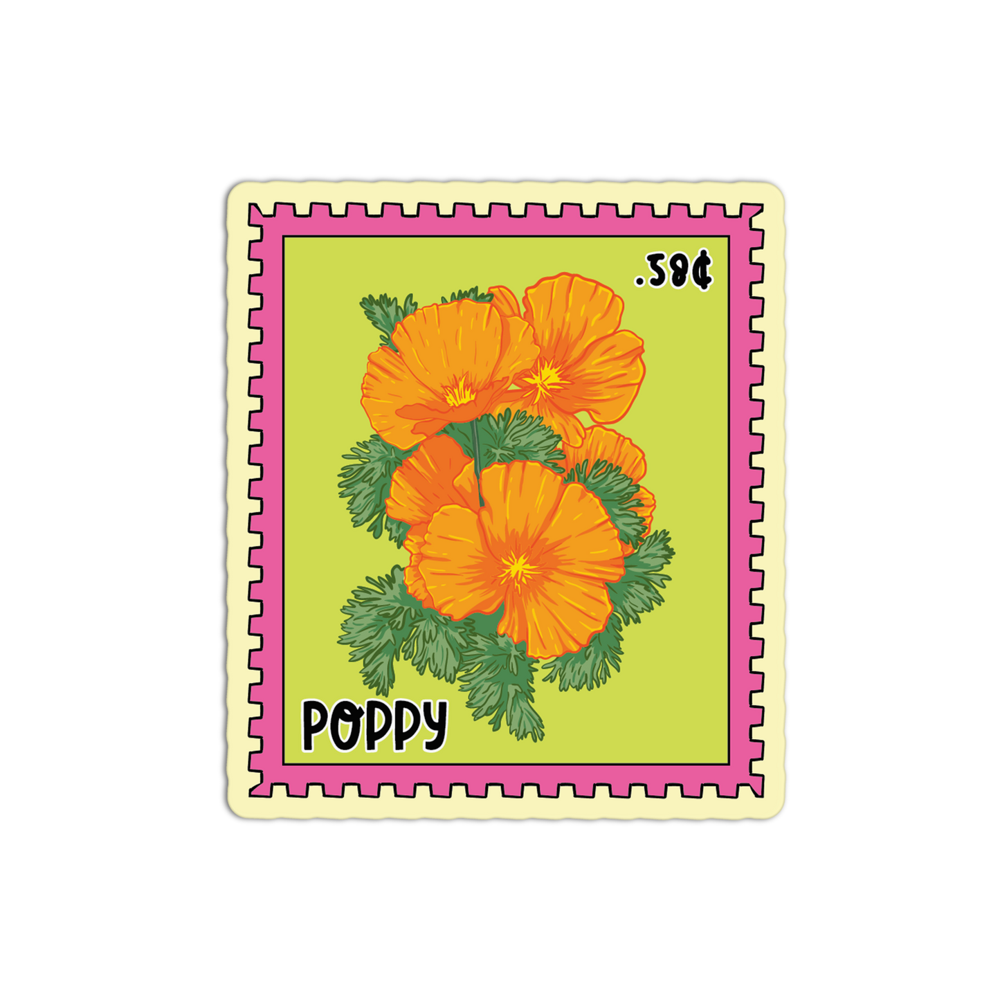 Amber Flora Poppy Stamp Sticker