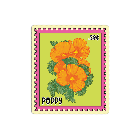 Amber Flora Poppy Stamp Sticker