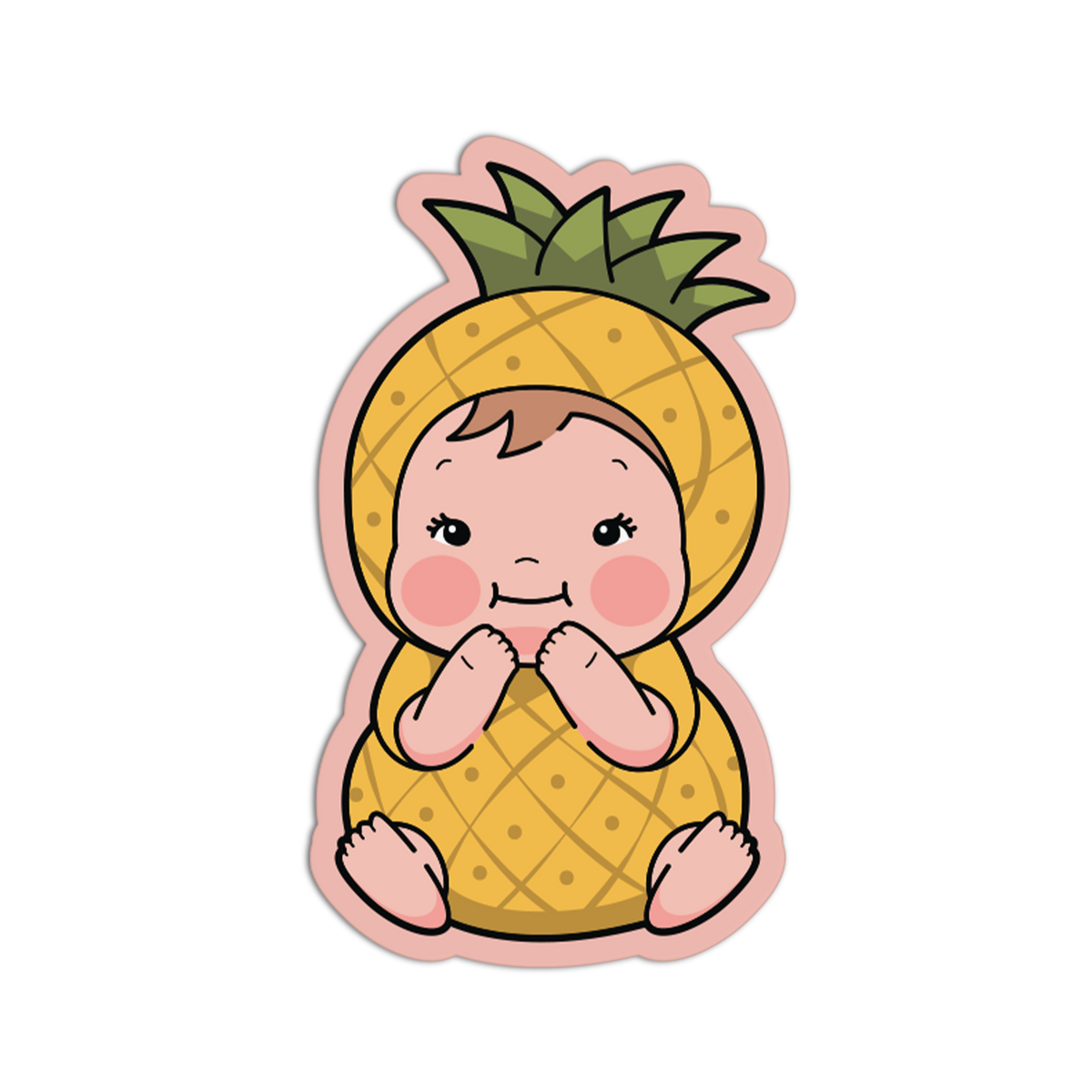 Happy Pineapple Fruit Babies Sticker